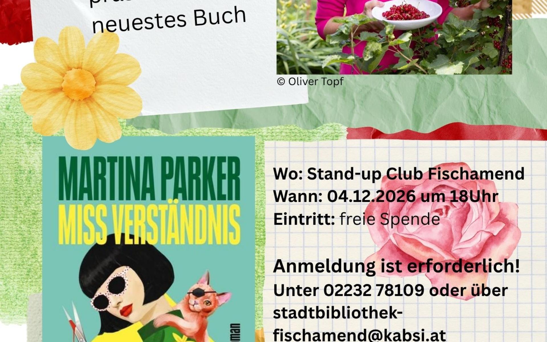 Bild von Martina Parker und dem Cover ihres Buches