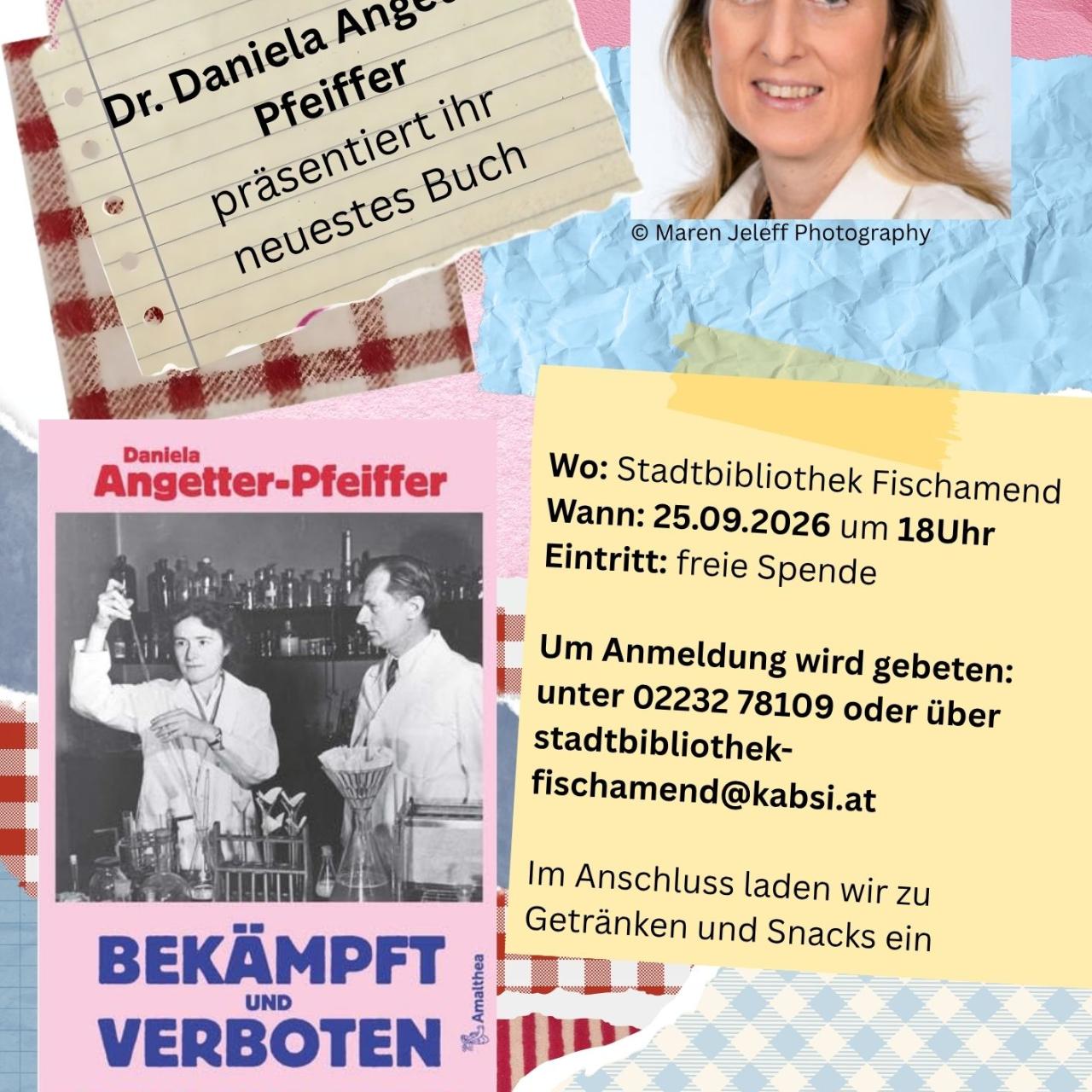 Bild der Autorin und vom Cover des vorgestellten Buches